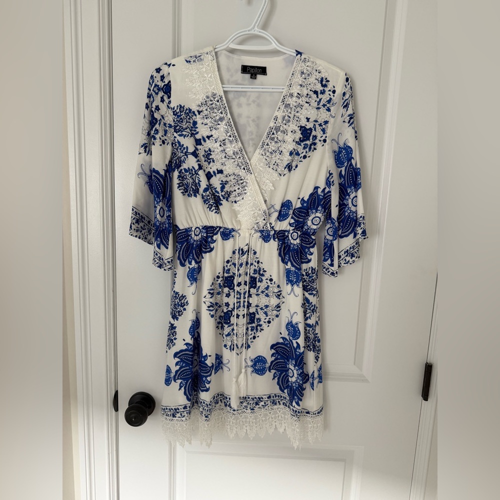 Papillio Blue and White Bell Sleeve Sundress
